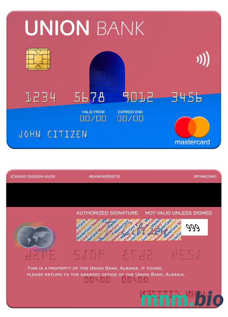 Albania Union Bank przykład karty mastercard w formacie PSD
